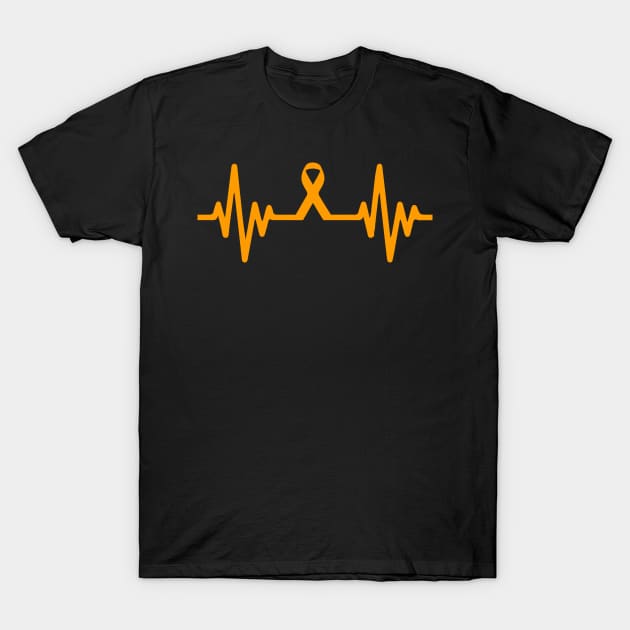 kidney cancer ribbon heartbeat T-Shirt by livania